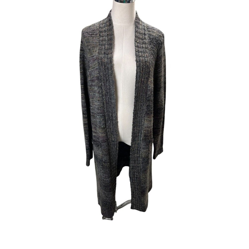 Prana Sweater Women's Size Large Gray Wool Blend Cardigan Duster